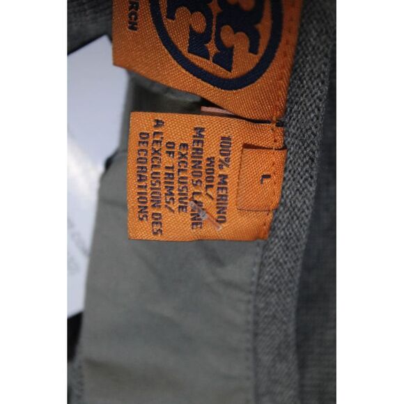 Tory Burch Womens Merino Wool Studded Long Sleeve Tunic Knit Top Gray Size L - Picture 5 of 6